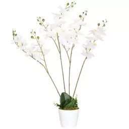 Plante artificielle orchidée H.0,75 m 4 branches 43 fleurs avec pot