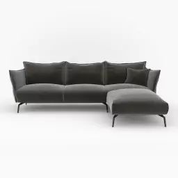 Canapé d’angle droit velours gris graphite