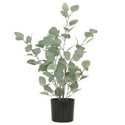Eucalyptus artificiel vert effet blanchi en pot vert 60cm