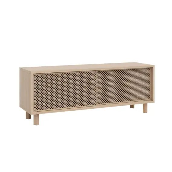 Meuble TV avec 2 portes en bois massif – 120 cm