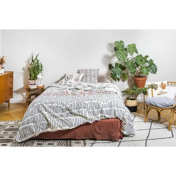 Parure housse de couette coton gris 240×260 cm