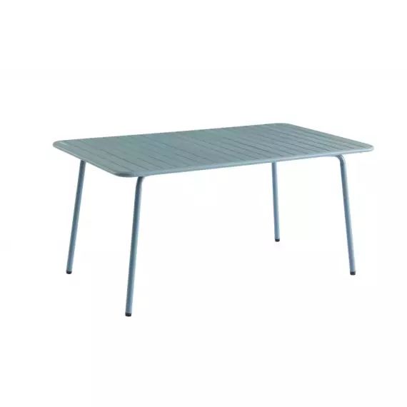 Table de jardin en acier bleu givré 160×190 cm