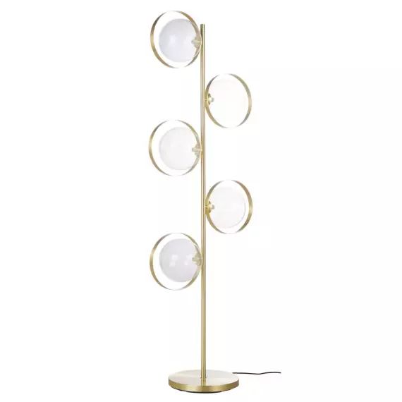 Lampadaire en métal doré 5 globes en verre H165