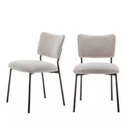 Vander – Lot de 2 chaises en tissu et métal – Couleur – Beige