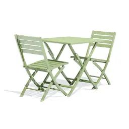 Ensemble repas de jardin 2 places en aluminium vert lagune