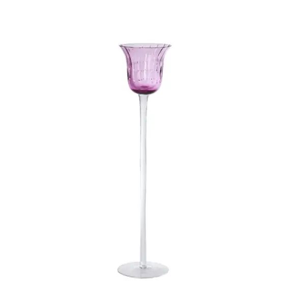 Photophore en verre soufflé violet H35