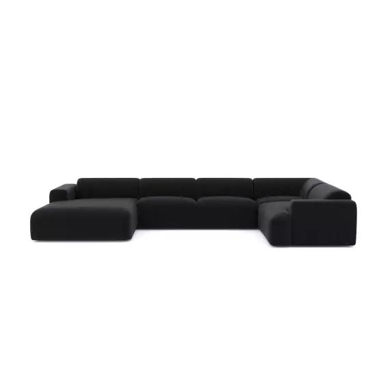 Canapé panoramique gauche velours texturé noir