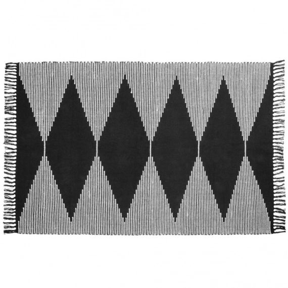Tapis en coton tissé noir et blanc 120×180