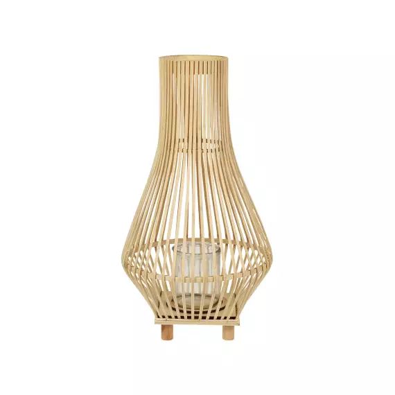 Lanterne décorative 58 cm en bois clair