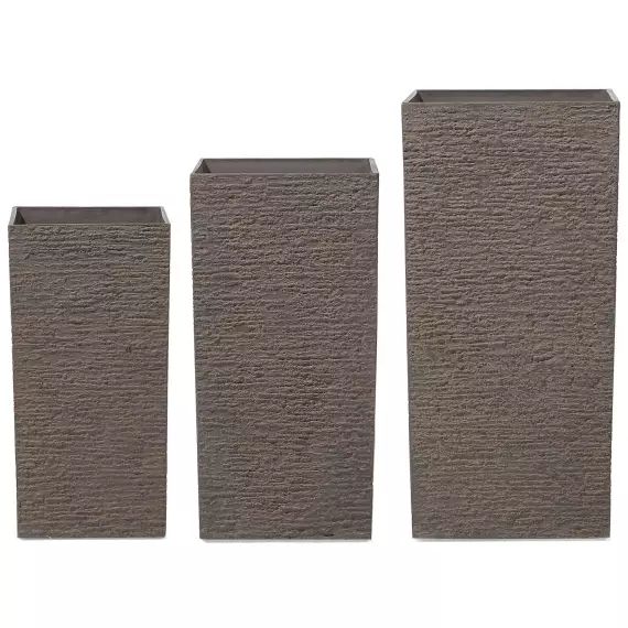 Cache-pot d&rsquo;extérieur en pierre marron H60 70 81