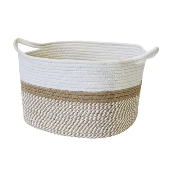 Panier de rangement en corde blanc 34x28x24cm