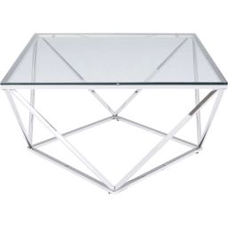 Table basse en verre et acier argenté