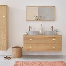 Meuble de salle de bain en bois de chêne 120