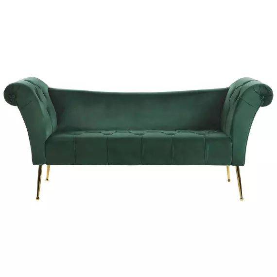 Chaise longue en velours vert foncé