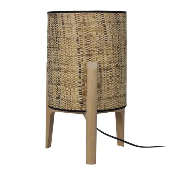 Lampe a poser bois naturel et Jute