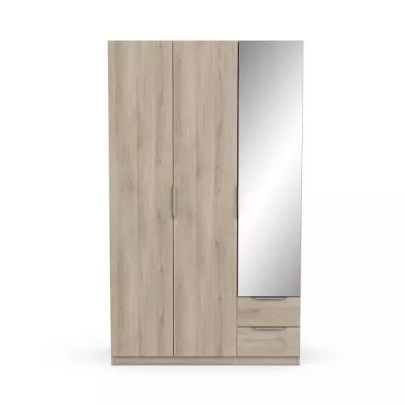 Armoire 3 portes, 2 tiroirs et 1 miroir – L119,4 cm