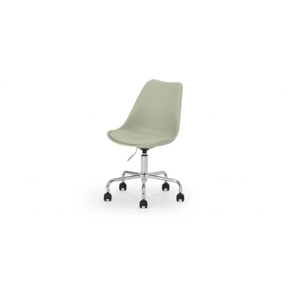 Deon, chaise de bureau, vert sauge et pieds chromés