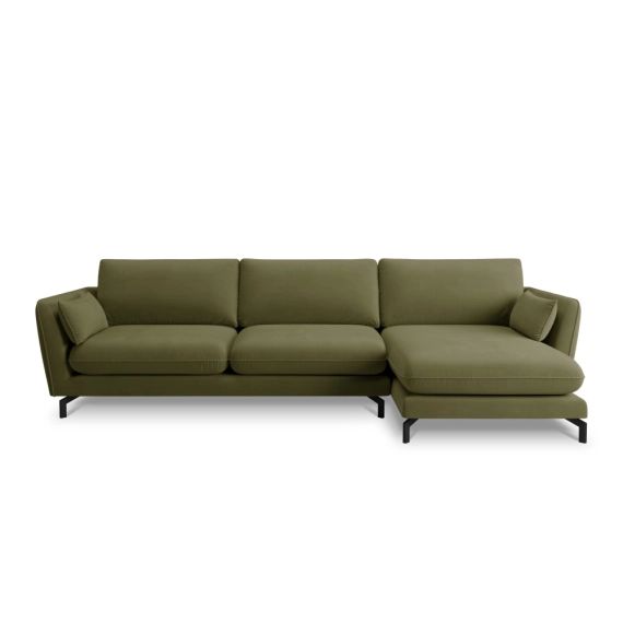 Canapé d’angle 5 places en velours vert
