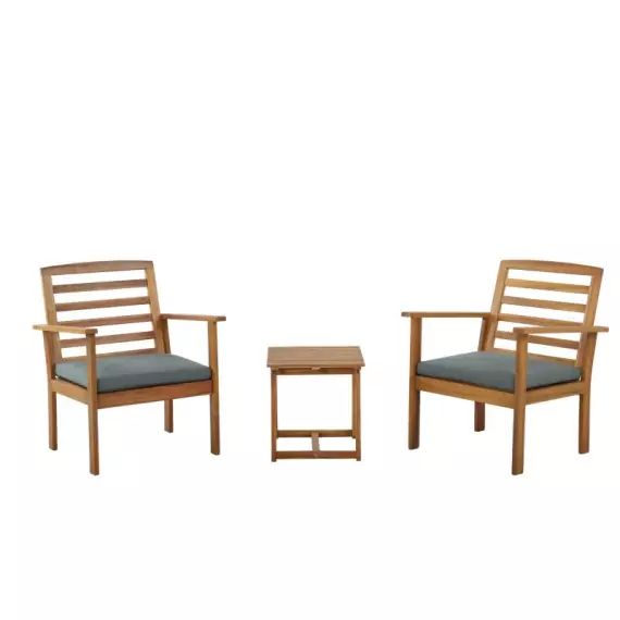 Salon de jardin en bois d&rsquo;acacia coloris vert 2 places