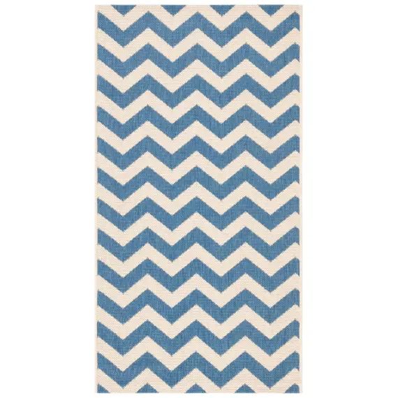 Tapis interieur / exterieur en bleu & beige, 122 x 170 cm