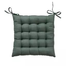 Galette de chaise unie et piquée polyester vert gris 38 x 38