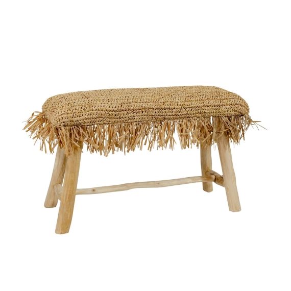 Banc en teck et en jute 80x30xh40cm