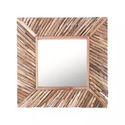 Miroir en bois solide bois clair 60×60