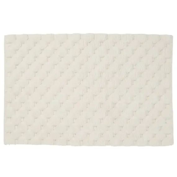 Tapis de bain en coton uni ivoire 50x80cm