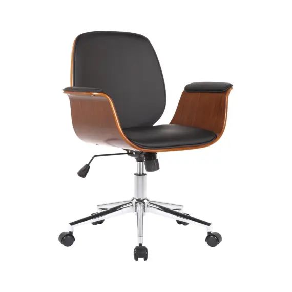 Chaise de bureau réglable en bois Noyer / Noir