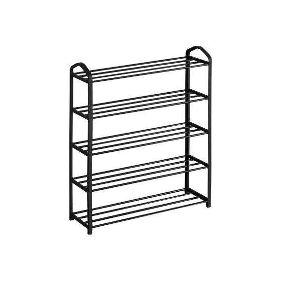 Etagère à chaussures avec 5 niveaux en métal noir
