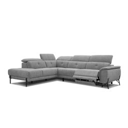 Canapé d’angle gauche 5 places avec relax électrique tissu gris
