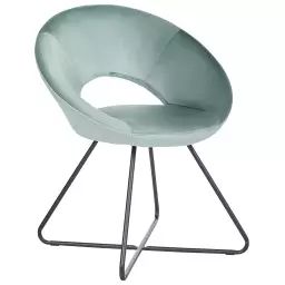 Chaise design en velours vert menthe