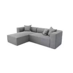 Canapé d’angle gauche tissu tramé gris béton