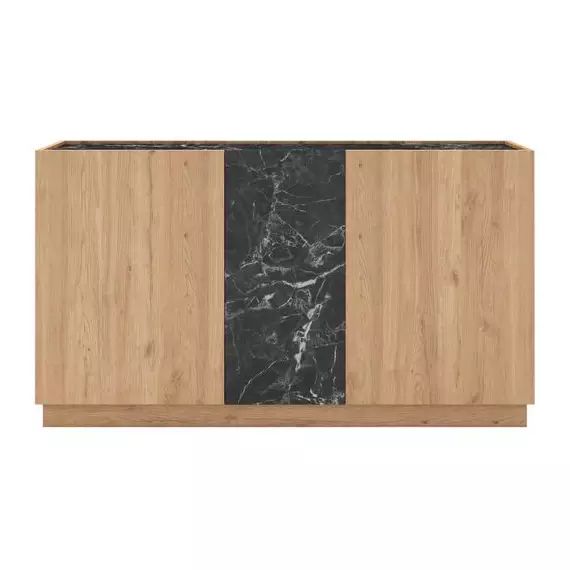 Buffet 3 portes PRIAM imitattion chêne/ marbre noir