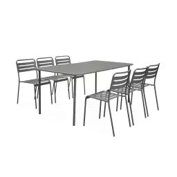 Ensemble de jardin en métal savane table rectangulaire et 6 chaises