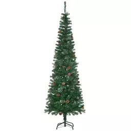 Sapin de Noël artificiel H.195 cm – 42 pommes de pin – métal PVC vert