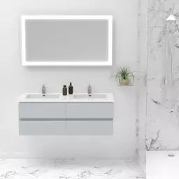 Meuble de salle de bain en mindi massif 135 cm FIFTIES BOIS DESSUS