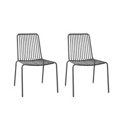 Lot de 2 chaises de jardin en acier anthracite