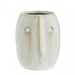 Petit vase sculpté en céramique blanc cassé H10cm