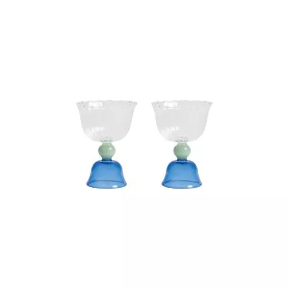 Verre à vin Tulip en Verre – Couleur Bleu – 9 x 9 x 12 cm