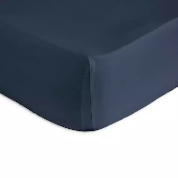 Drap housse 100% coton 140×200+28 cm bleu