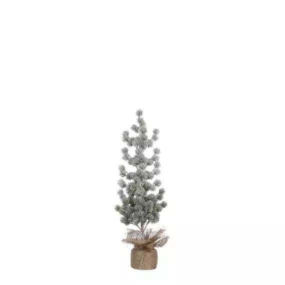 Sapin de noël artificiel effet givre avec toile de jute H55