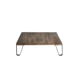 Table basse en bois récupéré et fer de couleur beige