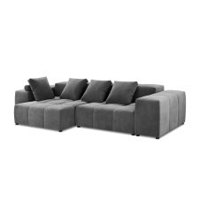 Canapé d’angle 4 places en velours gris clair