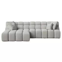 Canapé d’angle gauche 2 places tissu gris