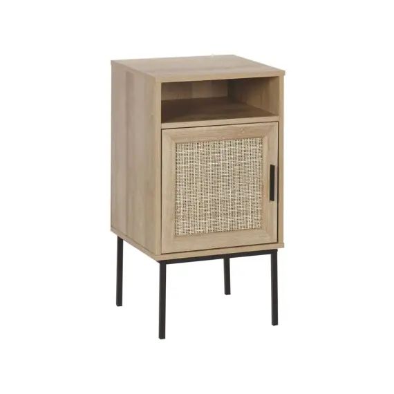 Table de chevet effet bois clair rotin