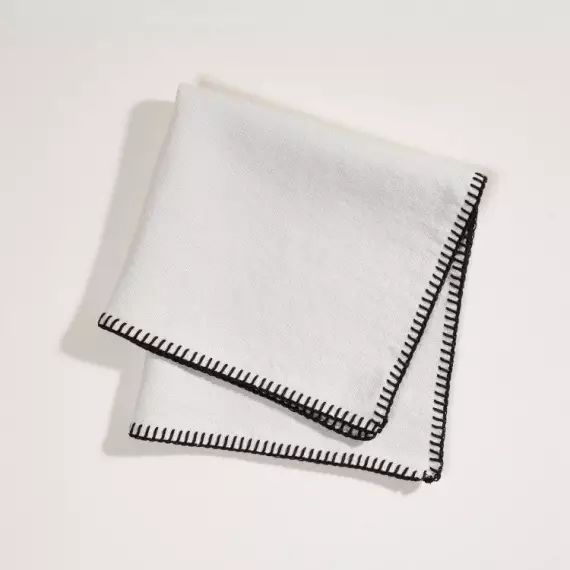 Serviette de table NINO blanc minéral et feston noir – BLANC