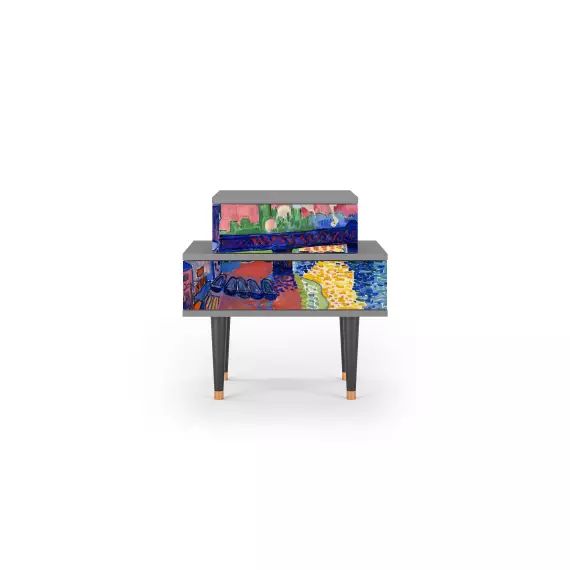 Table de chevet multicolore 2 tiroirs L 58 cm