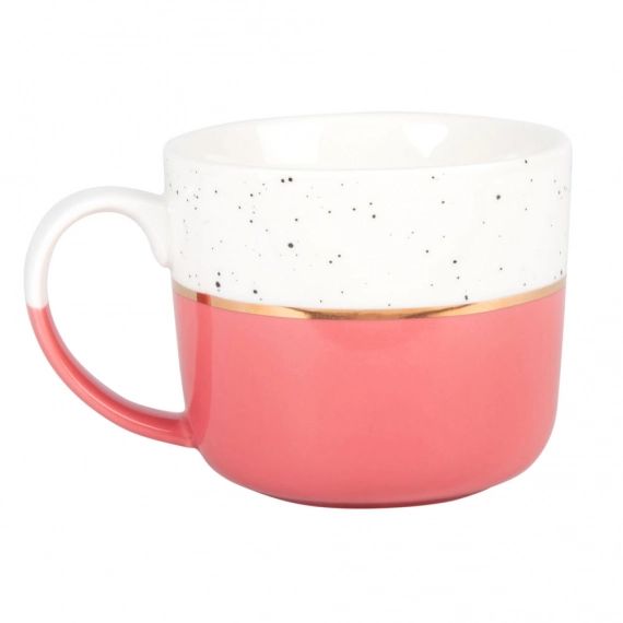 Mug en porcelaine rose, blanche et dorée
