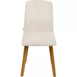 Chaise en polyester côtelé crème et chêne